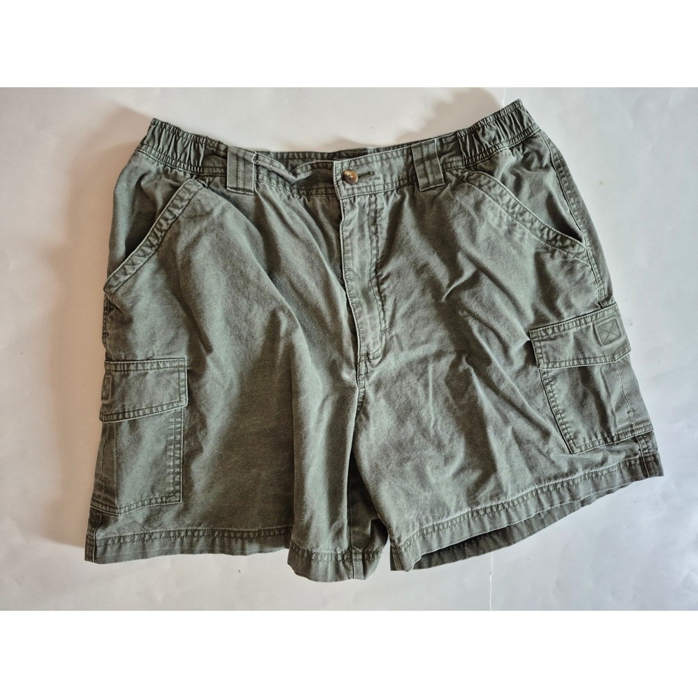 LL Bean Comfort Waist Cargo Shorts Mens 36 Olive Green Cotton 6in Inseam 224994